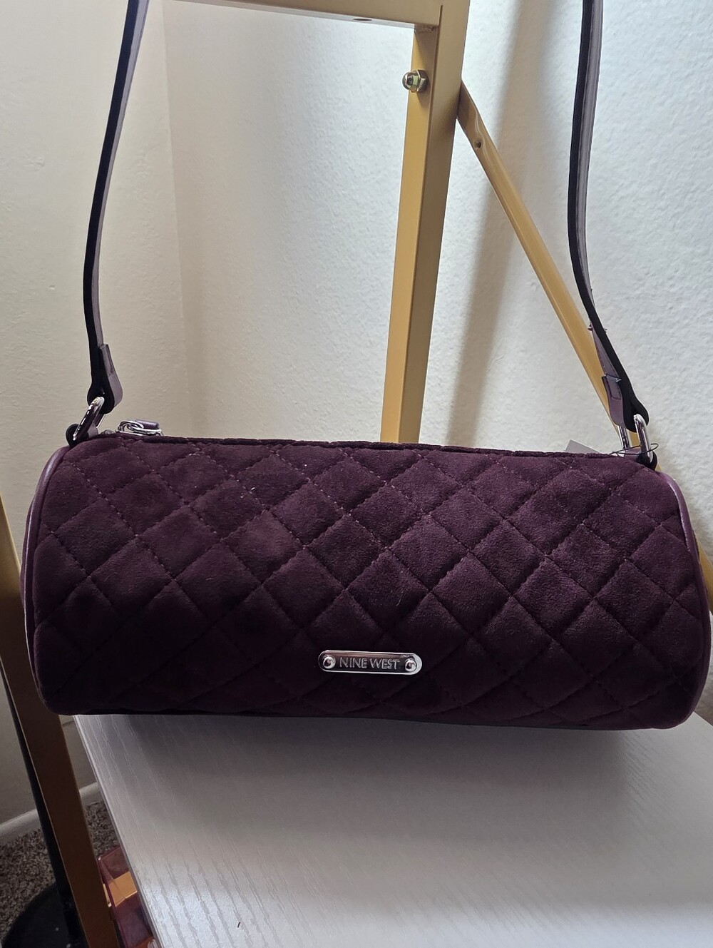 Nine West Quilted Cylinder Crossbody Bag - Plum